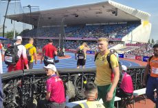 Миколас Алекна під час змагань із метання диска