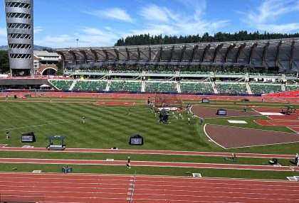 Стадіон Hayward Field в Юджині під час легкоатлетичних змагань