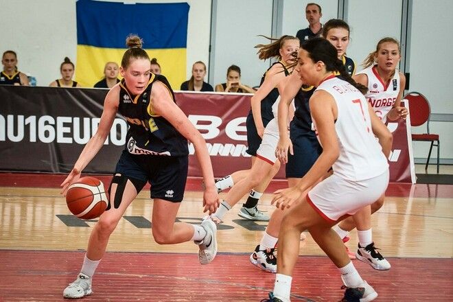 Баскетболістки збірної України U-16 під час матчу Євробаскету